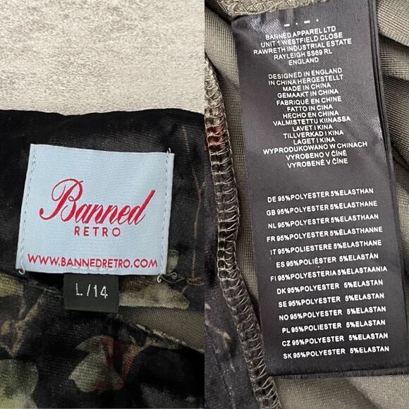 Banned Retro Womens Size 14 Fair & Foward Floral Velvet Mini Dress Bell Sleeve - Picture 14 of 14